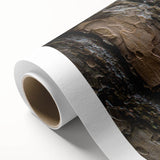 Art deco poster of stylized trees in muted green and brown tones on rolled canvas, ideal for nursery wall art.