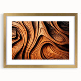 Extra large abstract art print featuring close-up textures of trees in a gold frame, ideal for living room decor.