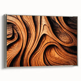 Framed canvas depicting a close-up view of trees in muted green and brown tones.