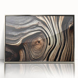 Mid-century modernist art depicting close-up of trees in muted earth tones, framed acrylic, ideal for nursery wall decor.