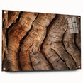 Close-up of tree bark in earthy brown tones on acrylic glass, suitable for bedroom or dining room decor.