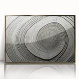 Close-up of trees in muted green and brown tones on a large framed acrylic print, suitable for modern nursery wall art.