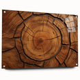 Close-up view of tree bark in muted brown and green tones on acrylic glass, suitable for bedroom or dining room wall art.