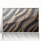 Acrylic print of close-up tree designs in soft green and white tones, framed in white, suitable for modern nursery decor.