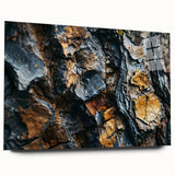 Large abstract wall art depicting close-up tree designs in muted green and brown tones on acrylic glass.