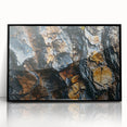 Large abstract wall art featuring close-up tree designs in muted greens and browns on a framed acrylic.