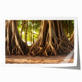 Close-up of tree bark on a rolled print with intricate textures and earth tones, suitable as art wall for dining room.