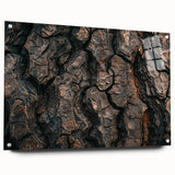 Acrylic print of a close-up tree design in muted green and brown tones, suitable for bedroom or dining room decor.
