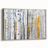 Framed canvas featuring a close-up of trees in black tones, ideal for bedroom wall art with a vintage poster feel.