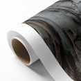 Art deco poster of symmetrical tree designs in muted green and brown tones on rolled canvas, ideal for nursery wall art.