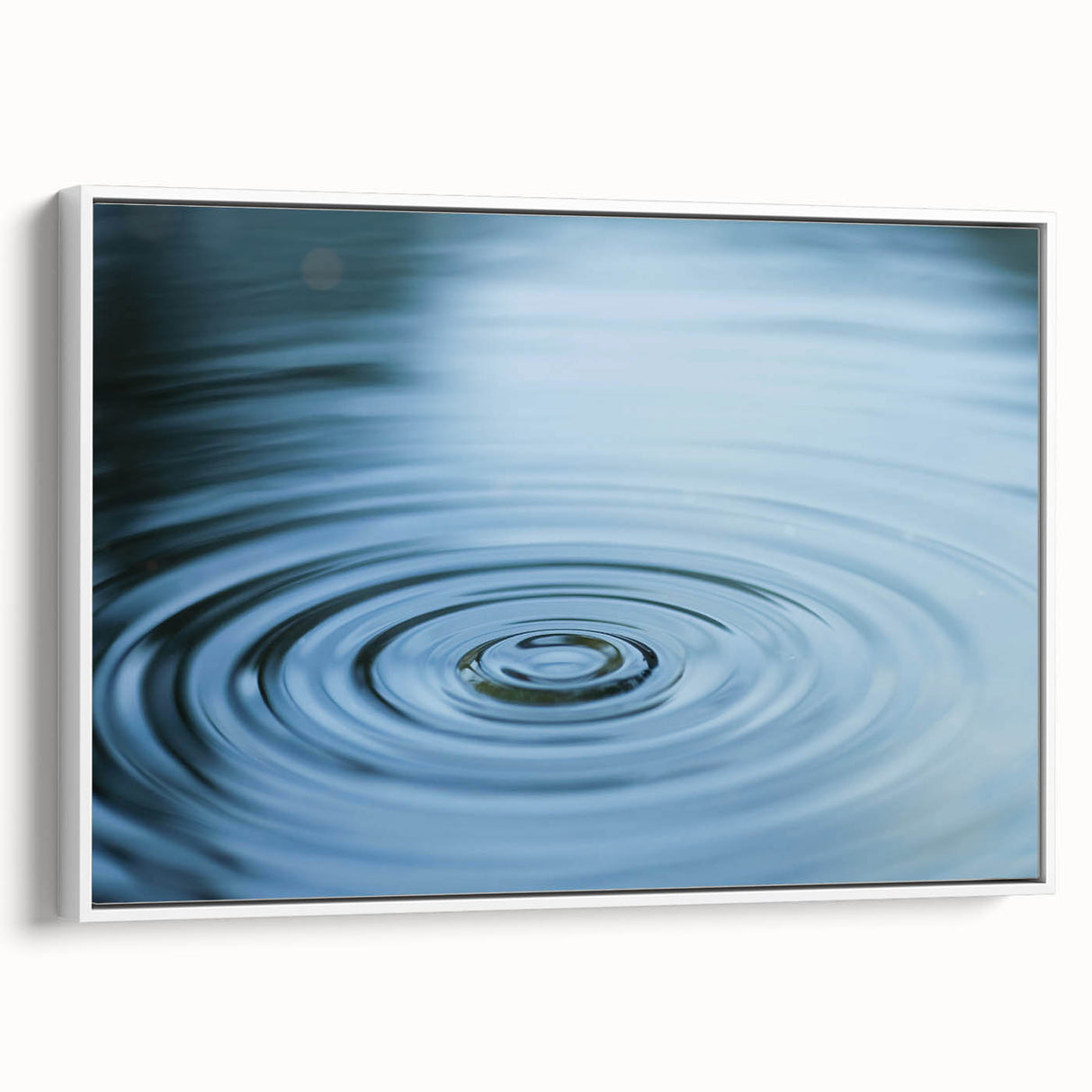 Extra large framed canvas featuring a close-up of water in vibrant blue and green tones, perfect for living room decor.