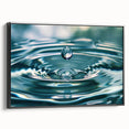 Framed canvas featuring a close-up black and white image of water ripples, ideal for bedroom wall decor.