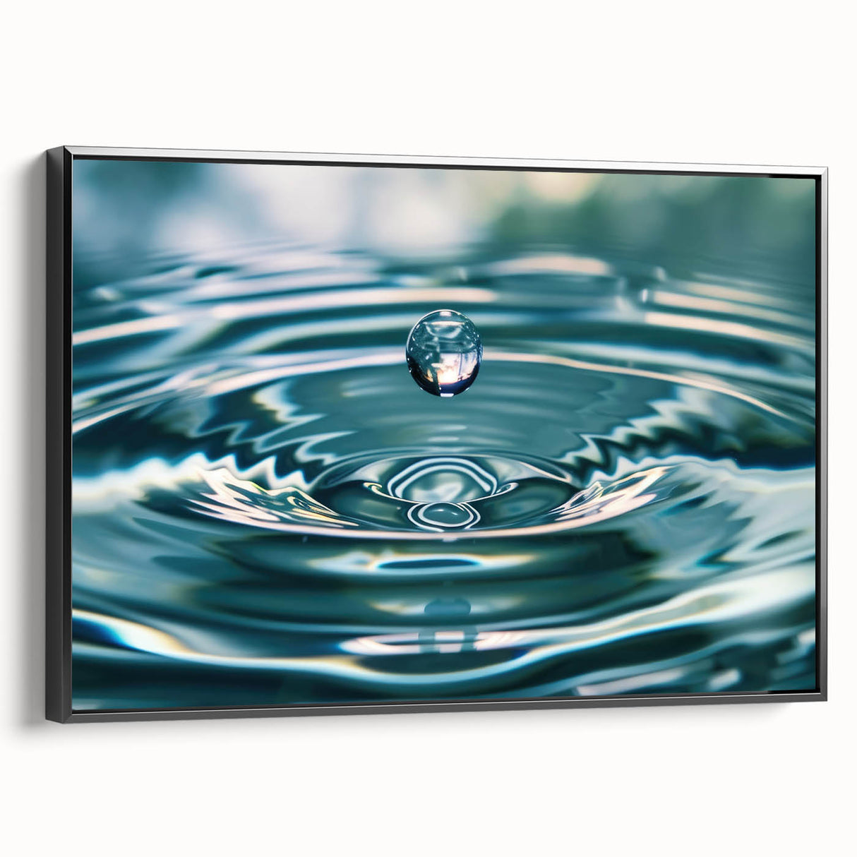 Framed canvas featuring a close-up black and white image of water ripples, ideal for bedroom wall decor.