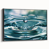 Framed canvas featuring a close-up black and white image of water ripples, ideal for bedroom wall decor.