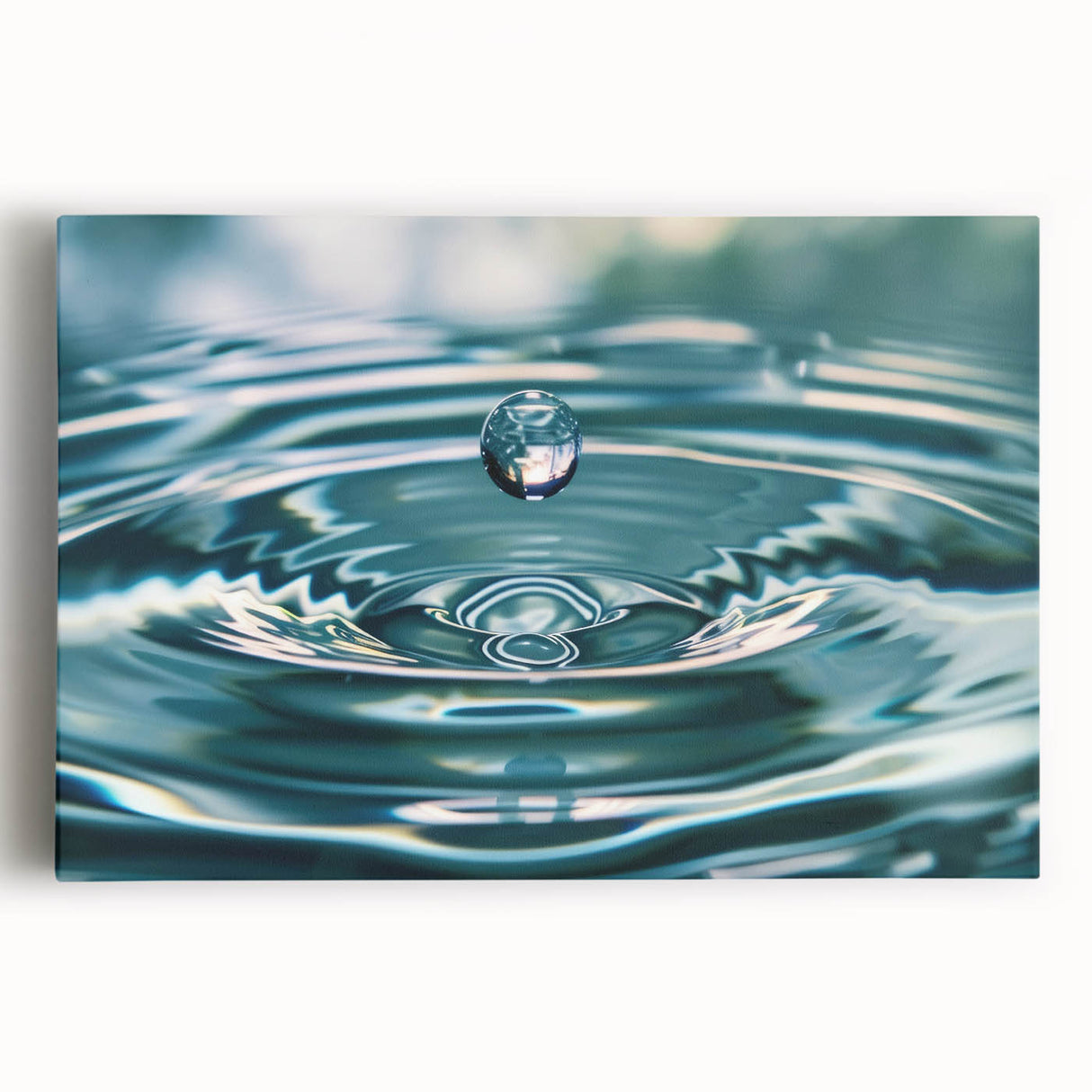 Black and white close-up photograph of water ripples on stretched canvas, ideal for kitchen wall art.