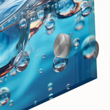 Close-up of rippling water in muted blue and gray tones on acrylic glass.