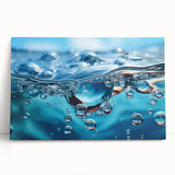 Black and white close-up water design on stretched canvas, suitable as large kitchen or bedroom wall art.