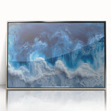 Mid-century modernist acrylic print featuring a close-up water design in silver, ideal for nursery wall art.