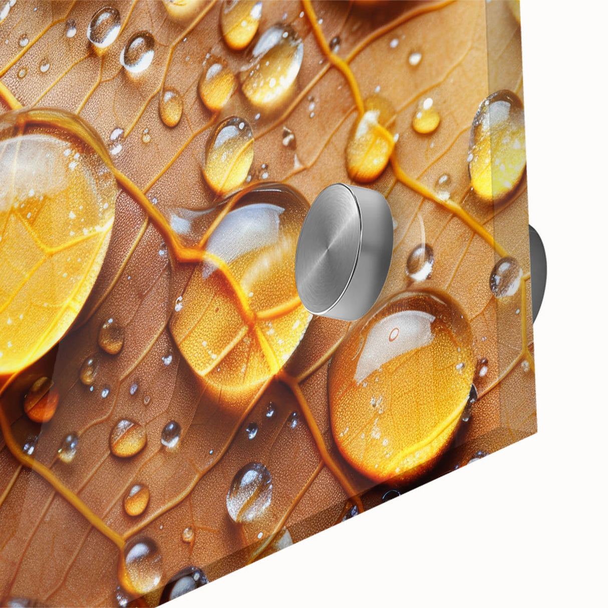 Large abstract wall art on acrylic glass featuring close-up water design in blue tones, ideal for dining room ambiance.