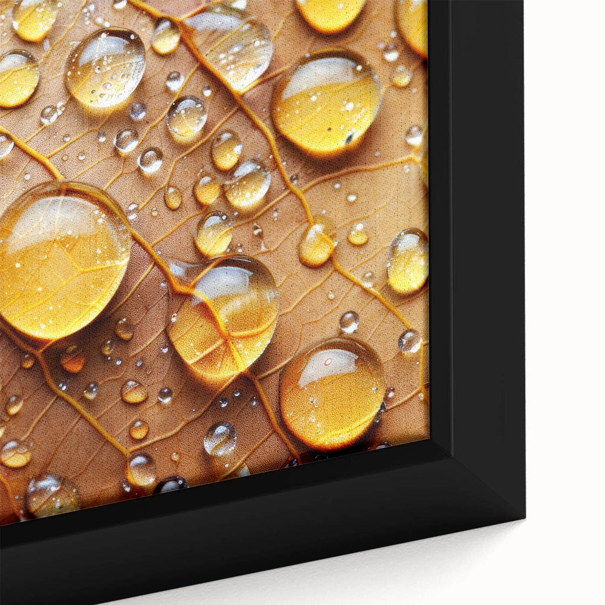 Close-up of a black framed canvas featuring a textured, colorful abstract design, ideal for extra large living room wall art.