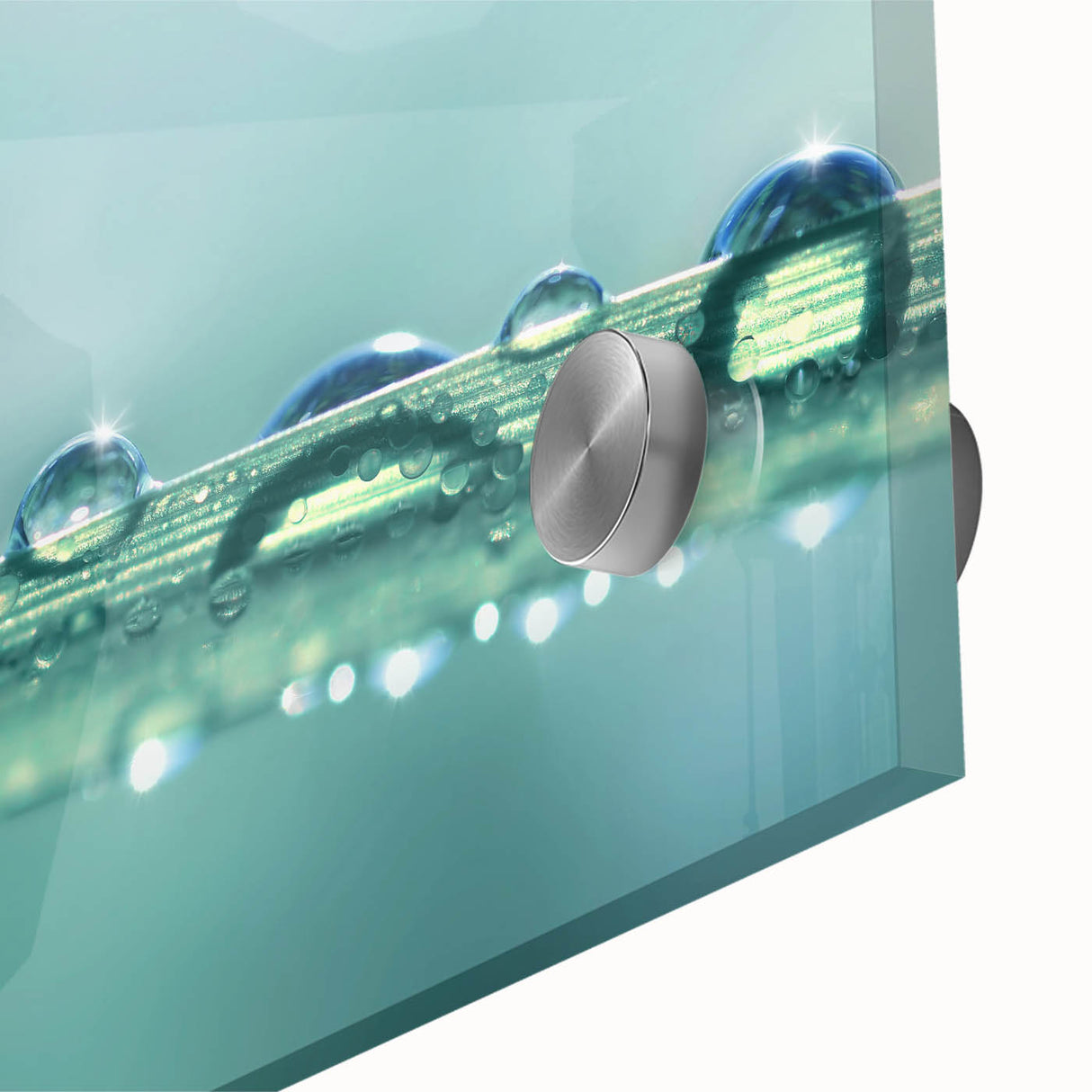 Large abstract wall art featuring close-up water ripple designs in blue tones on acrylic glass.