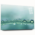 Close-up of water-themed large abstract wall art on acrylic glass, displaying shades of blue and green.