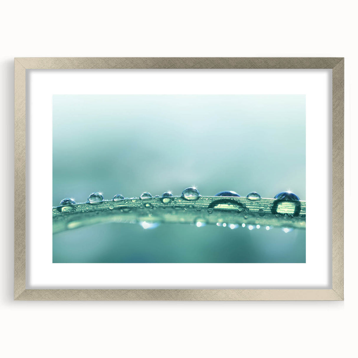 Textured art featuring abstract water design in silver frame, ideal for bedroom wall decor.