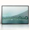 Large abstract wall art featuring swirling blue and green patterns on framed acrylic, ideal for modern living room decor.