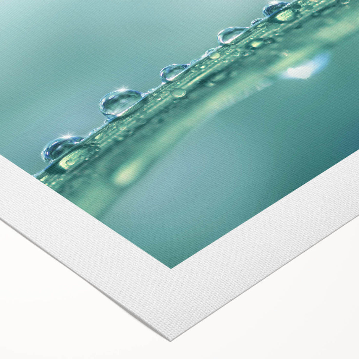 Art deco poster featuring close-up water design in blue and green tones on rolled canvas.