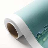 Art deco poster of water ripples on rolled canvas, featuring muted blue and gray tones, ideal for nursery wall decor.