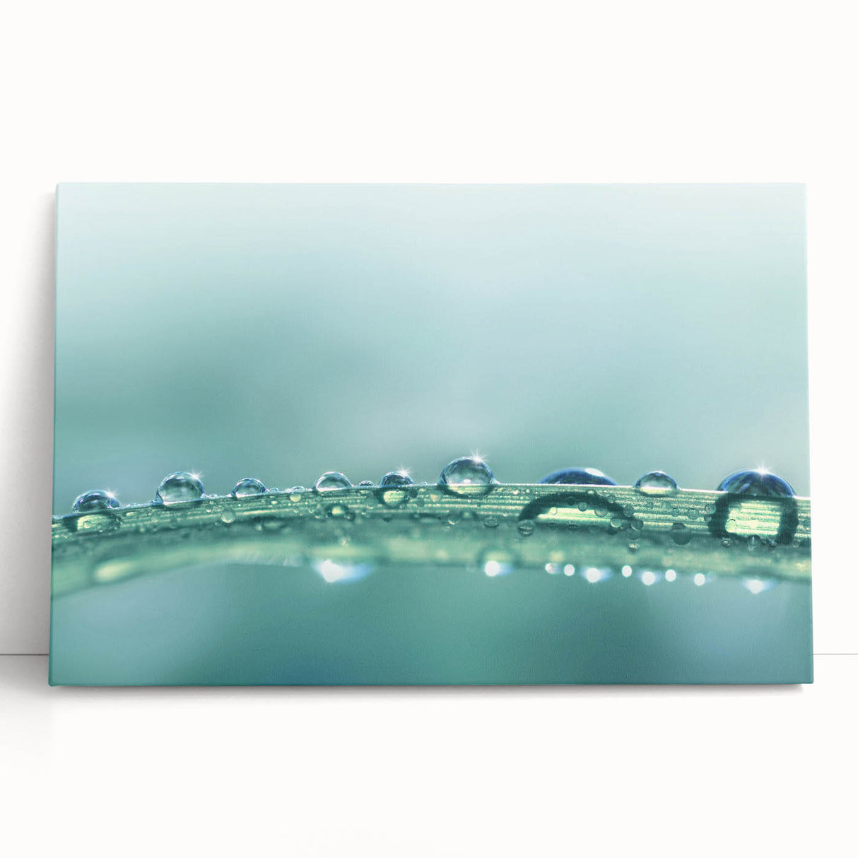 Black and white close-up photo of water droplets on canvas, ideal for kitchen wall art or bedroom ambiance.
