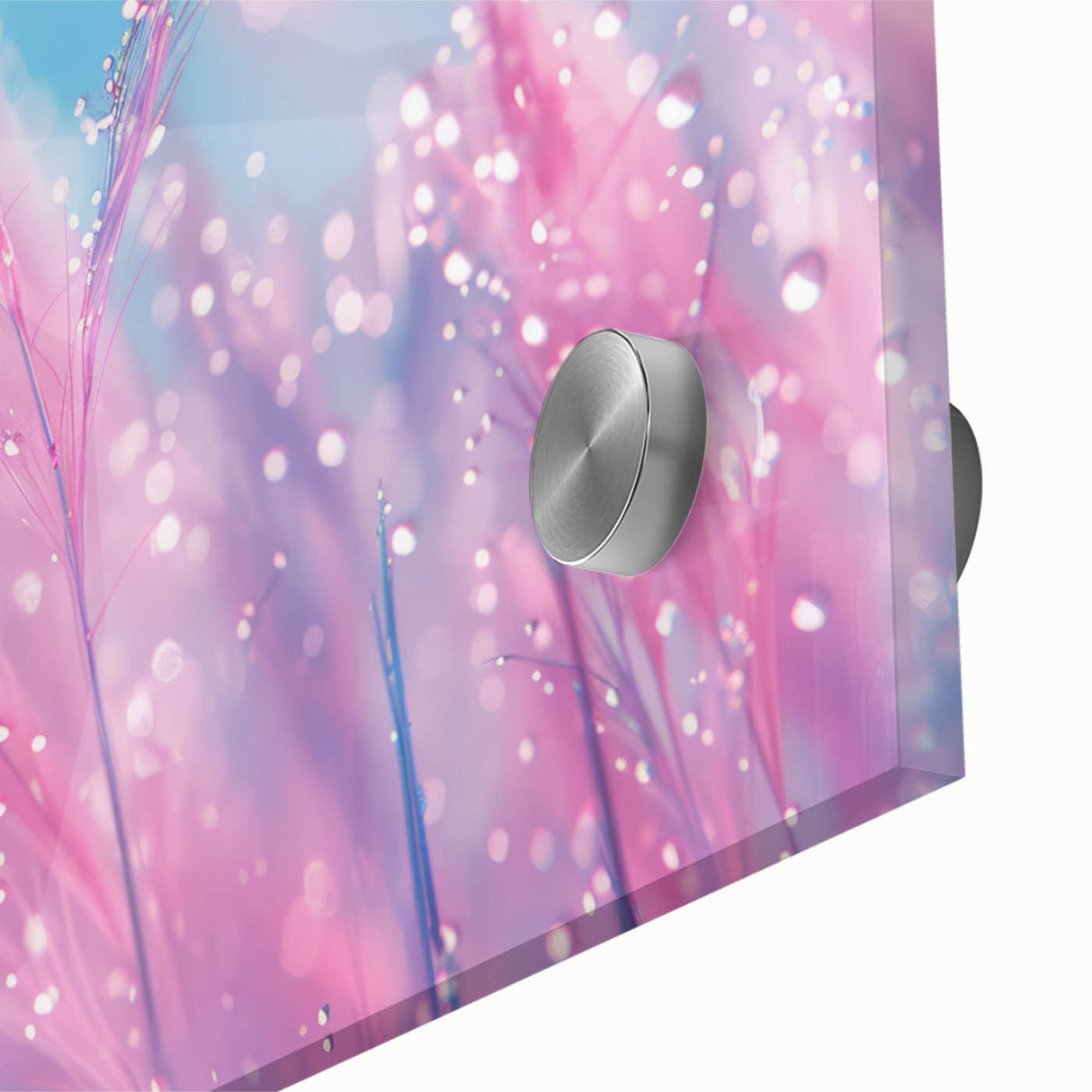 Large abstract wall art on acrylic glass featuring close-up water design in blue and green tones.