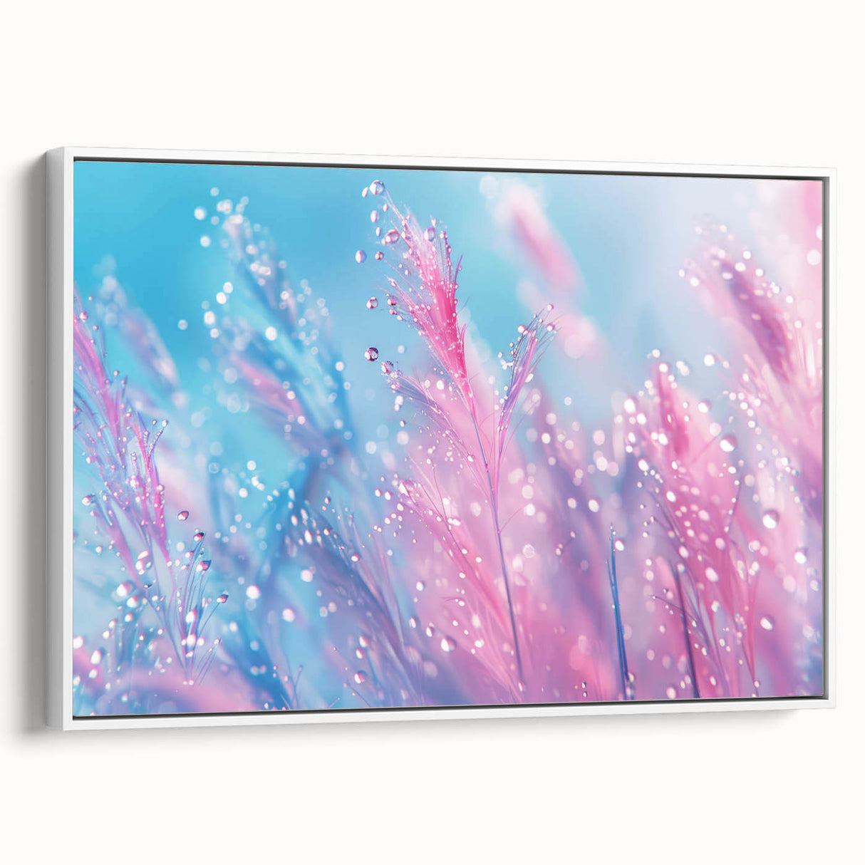 Vintage poster art of a close-up water design in vibrant colors on a large framed canvas, ideal for living room decor.
