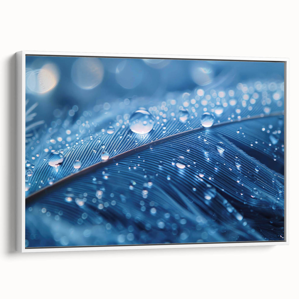 Close-up of water texture in black framed canvas with vivid colors, ideal for extra large living room wall art.