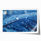 Close-up of water droplets on vibrant green leaves, extra large rolled print.