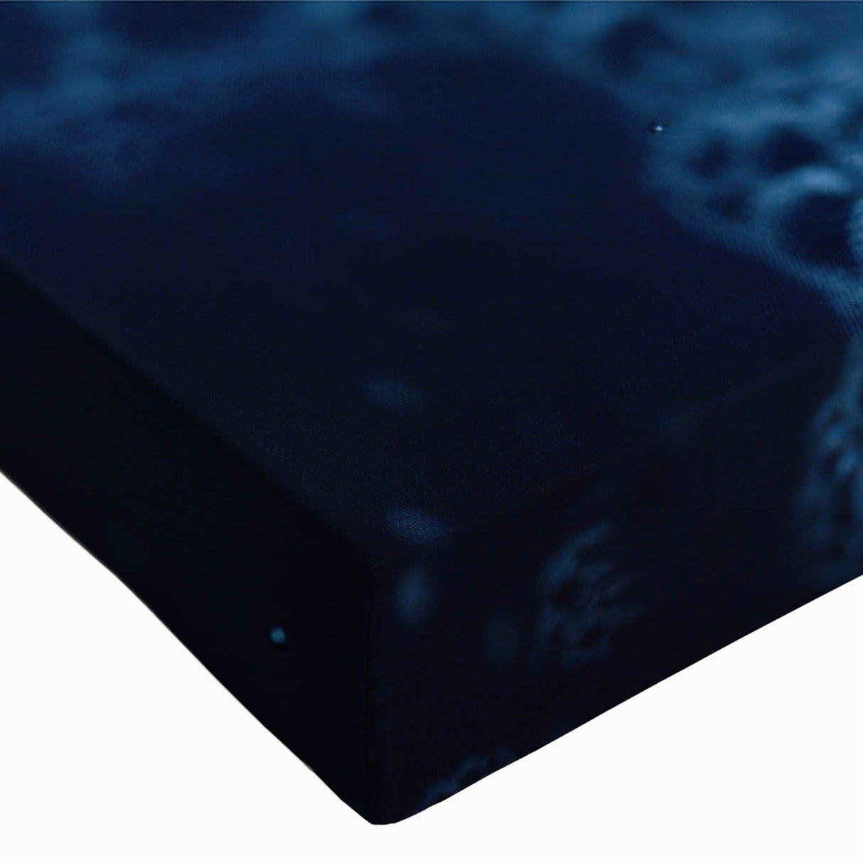 Large art of a black and white landscape painting on stretched canvas, featuring detailed water design.