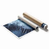 Extra large rolled print of a close-up water and floral design in soft blue and green tones.