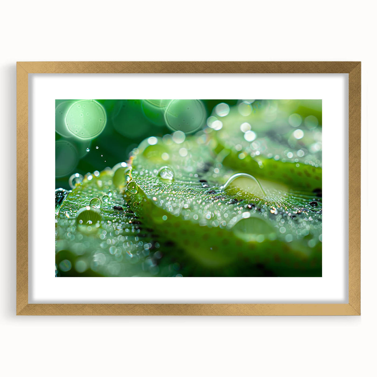 Textured abstract art print depicting close-up water design in gold frame, ideal for extra large wall art in living rooms.