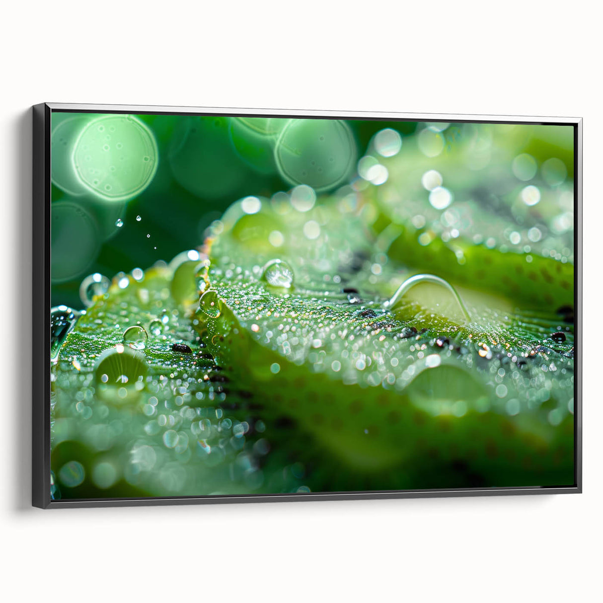Black and white framed canvas featuring a close-up water landscape, ideal for bedroom wall art with a vintage poster style.