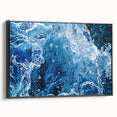 Black and white framed canvas featuring a close-up water landscape, ideal for bedroom wall decor.