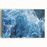 Black and white close-up photo of water ripples on stretched canvas, suitable for kitchen wall art.