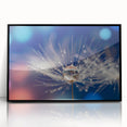 Large abstract wall art featuring swirling blue and white patterns, framed in black acrylic.