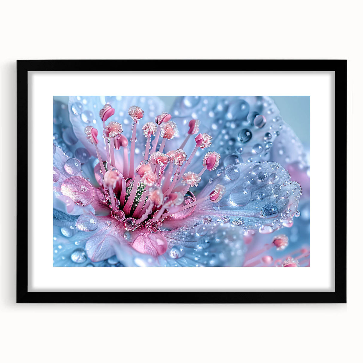Extra large abstract art print featuring colorful, textured brush strokes on a black framed canvas.