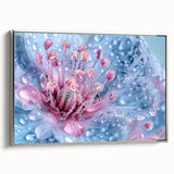 Framed canvas featuring a close-up landscape art painting with vibrant, colorful details on a black background.