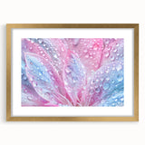 Extra large abstract art print featuring textured waves in blue and white, framed in gold, ideal for living room decor.