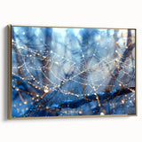 Framed canvas depicting a serene landscape with muted green and blue tones, suitable as wall art for a bedroom.