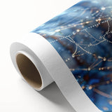 Art Deco poster featuring a close-up of water droplets on a leaf, in cool blue and green tones on rolled canvas.