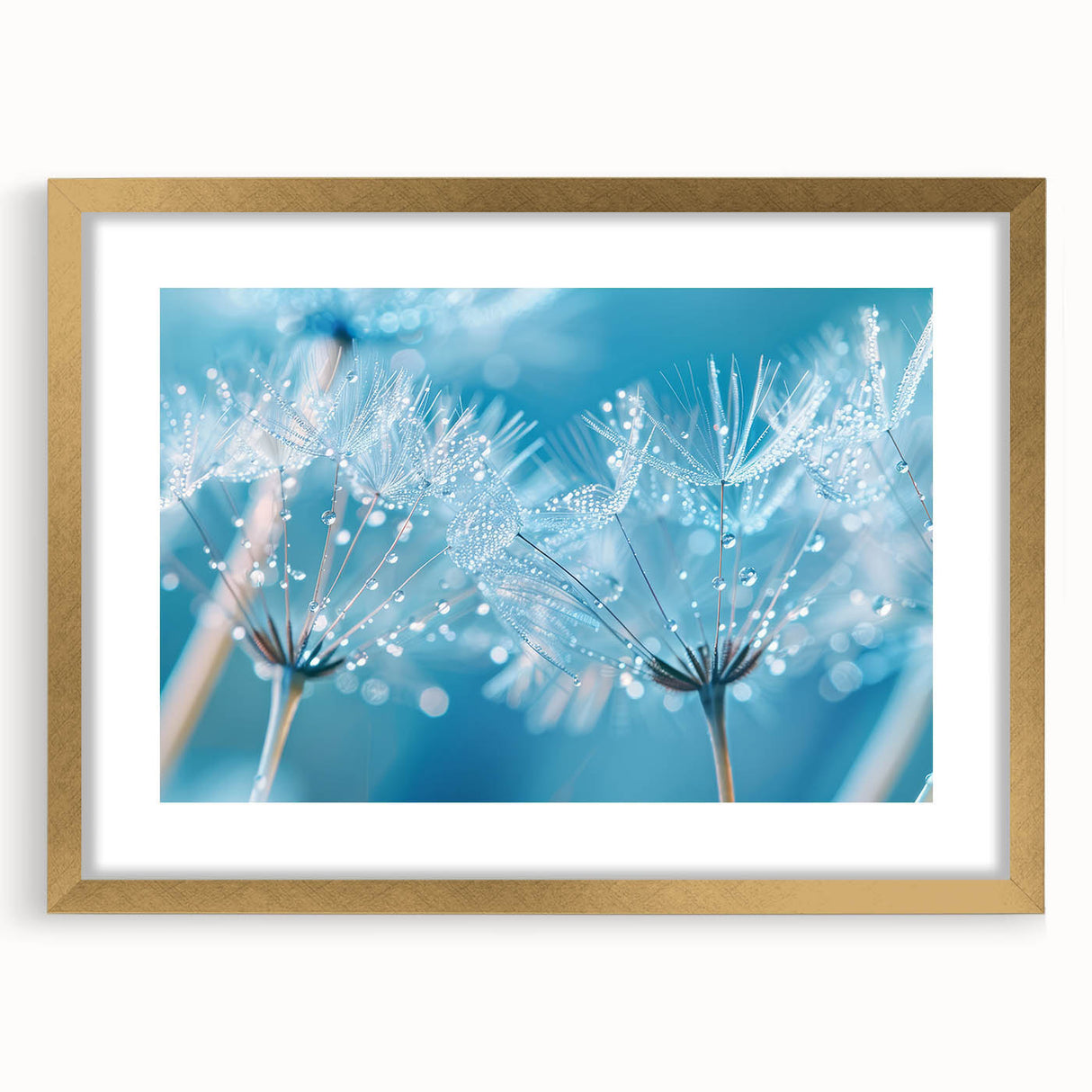 Extra large abstract art print featuring textured patterns in blue and gold on a framed canvas, ideal for living room decor.