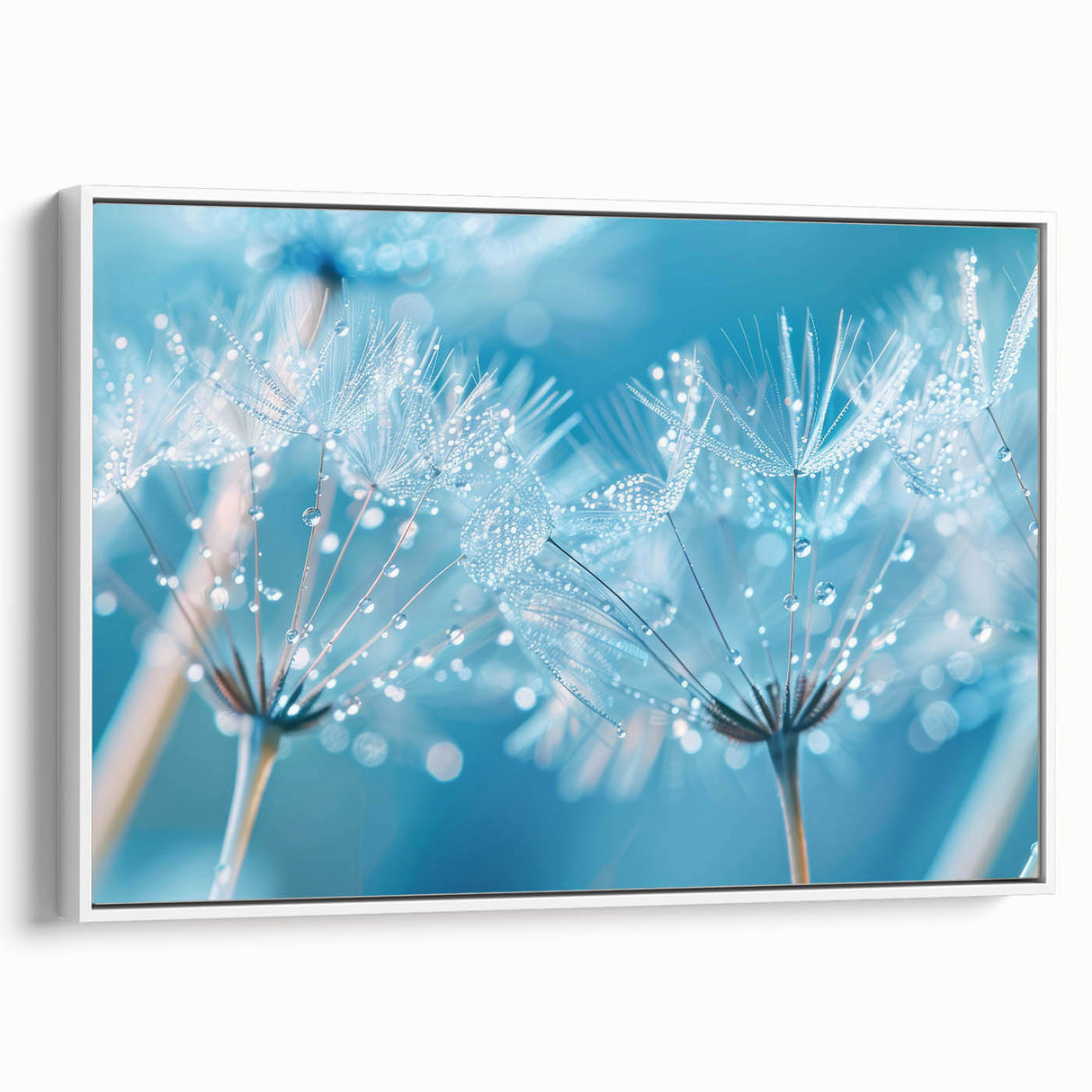 Vintage poster art of a close-up water design on a framed canvas, featuring vibrant blue and green tones.