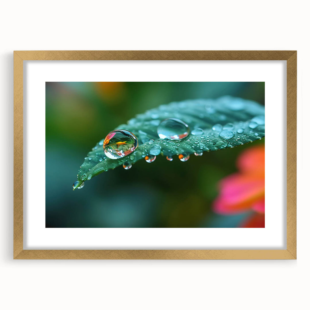 Extra large abstract art print featuring textured blue and green swirls on a gold-framed canvas, ideal for living room decor.